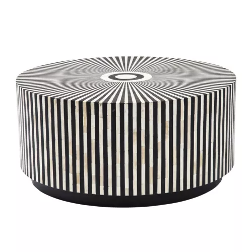Soffbord Fun Stripes - Svart/Vit Ø75cm