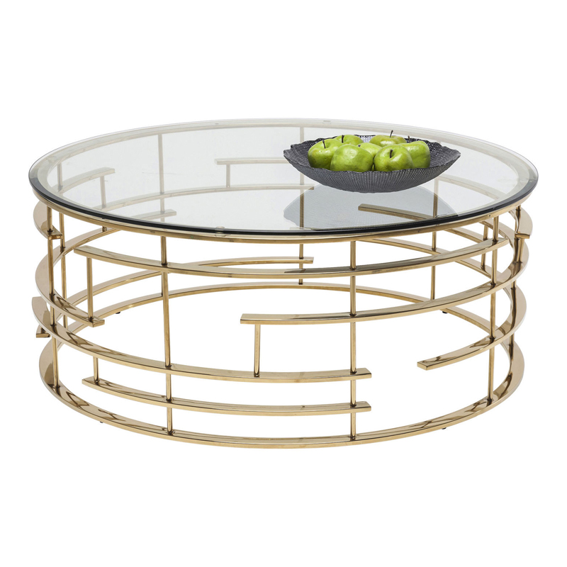 Soffbord Rund Mässing i Ring Glasskiva Soffbord Rund Mässing i Ring Glasskiva