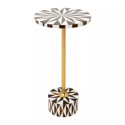 Sidobord Fun Geometry - Mörkbrun/Vit Ø25cm