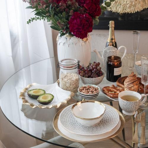 Skål Ginko Löv Uppläggningsfat