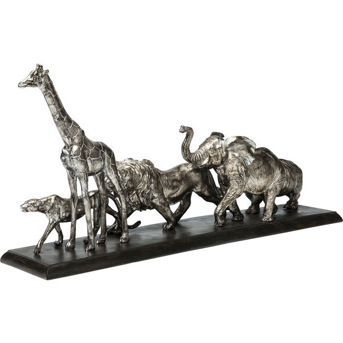 En skulptur med savannens djur på vandring - fin patina.