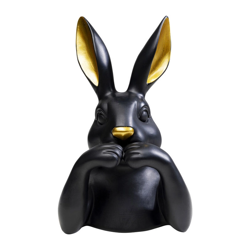 Skulptur Kanin - Svart/Guld 31cm