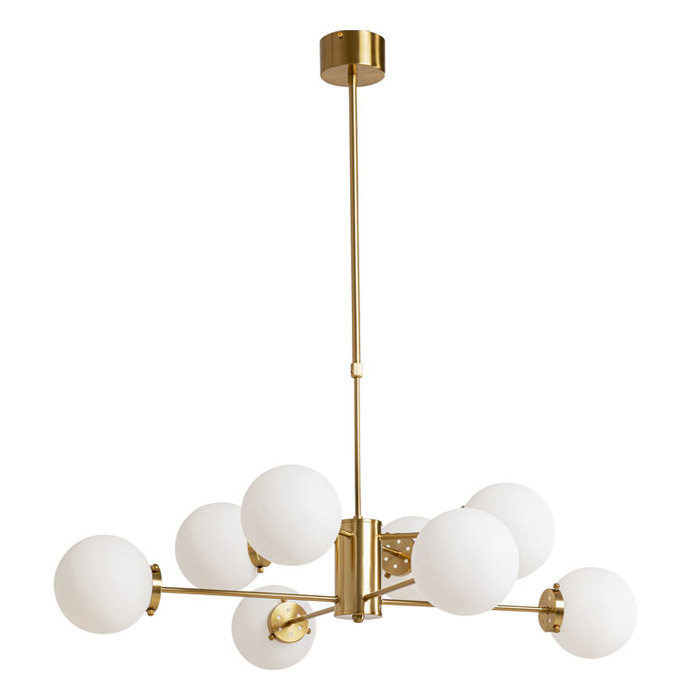 Taklampa Heavenly - Mässing/Vit, 8 glasklot Ø98cm