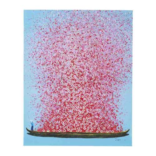 Tavla Blomster Båt - Rosa 80x100cm