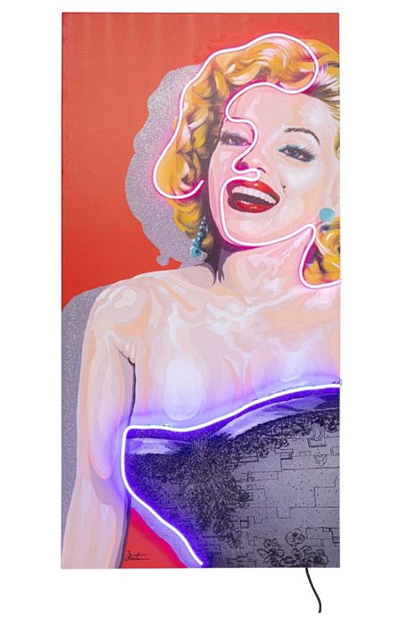 Unik tavla och dekorativ neonbelysning - här i motiv med Marilyn Monroe