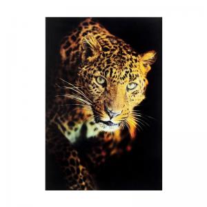 Glastavla Leopard, 120x80 cm