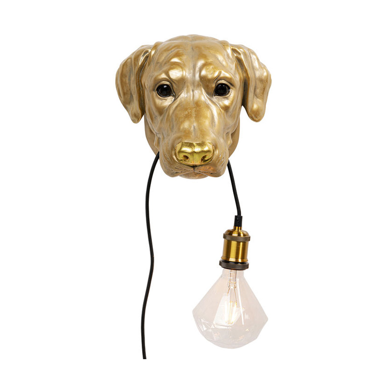 Vägglampa Hund Guld