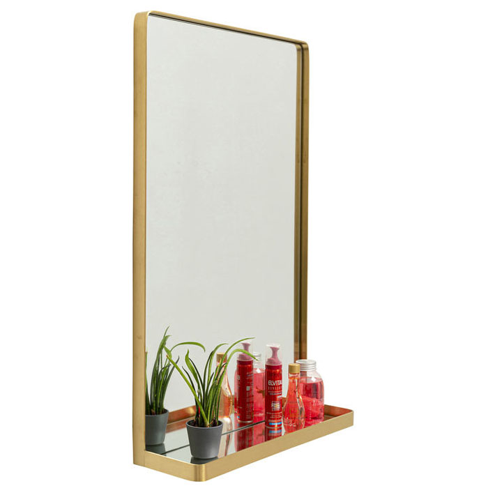Spegel med hylla Clean Mässing, 80 cm | Speglar