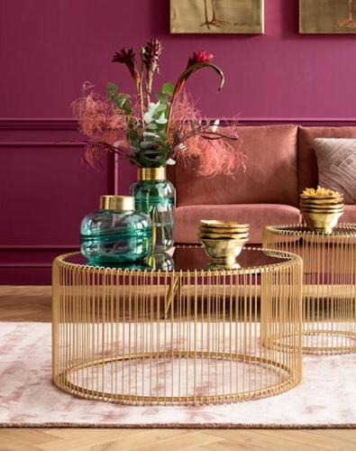 Soffbord Wire Spegel, mässing 80 cm