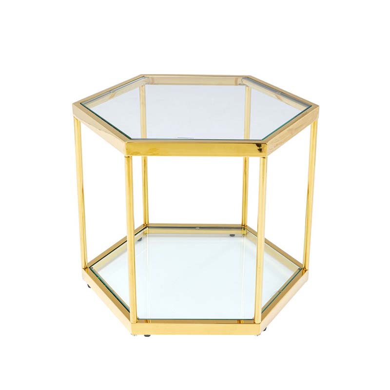 Sidobord Hexagon guld, 45 cm