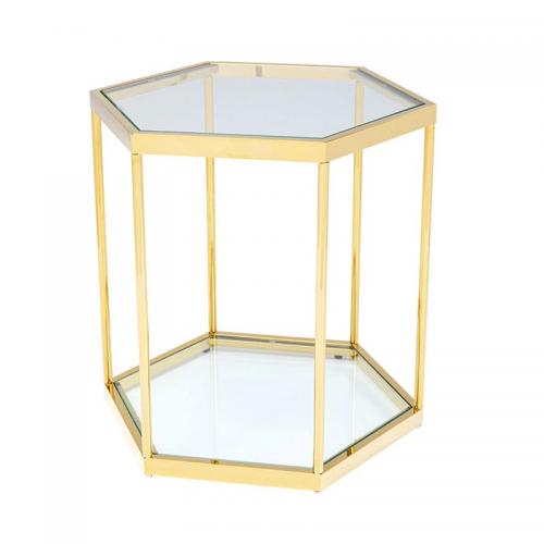 Sidobord Hexagon guld, 55 cm