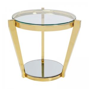 Sidobord Mono Glas & Spegel, mässing