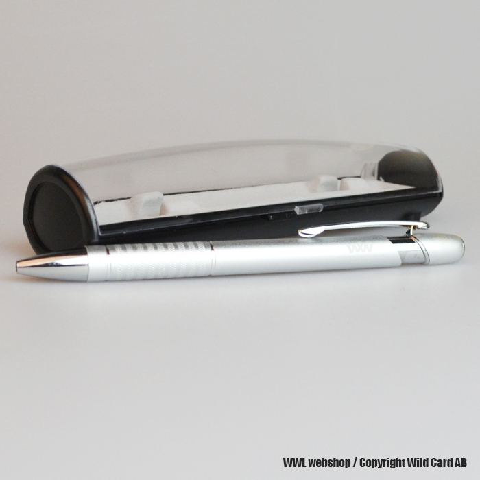 Silver pen with a giftbox