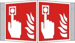 Brandlarmknapp vinkelskylt