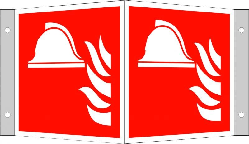 Brandutrustning vinkelskylt