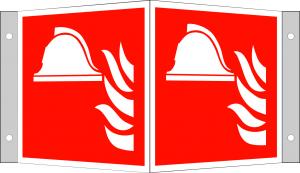 Brandutrustning vinkelskylt