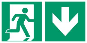 ISO Utrymningsskylt pil ned