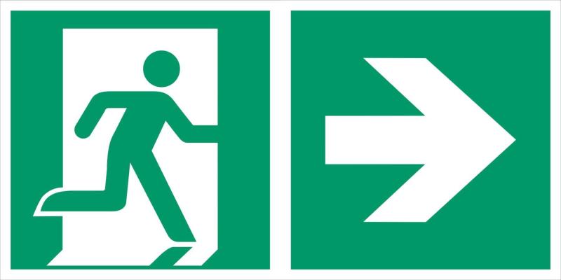 Utrymningsskylt pil höger, ISO piktogram