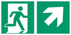 ISO Utrymningsskylt pil höger diagonal upp