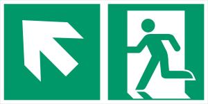 Utrymningsskylt pil vänster diagonal upp