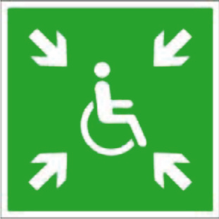 Samlingsplatsskylt för rullstol