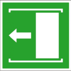 Nödöppning genom att skjuta dörren åt vänster, folie 200x200 mm