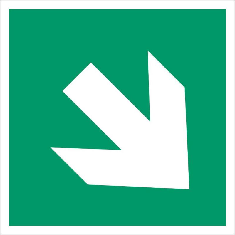 Utrymningsväg pil diagonal, ISO piktogram