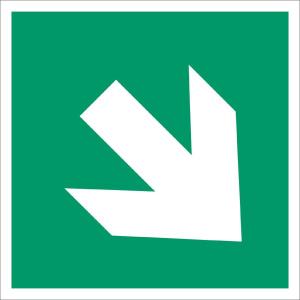 Utrymningsväg pil diagonal, ISO piktogram