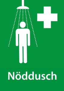 Nöddusch första hjälpenskylt | Everglow.se