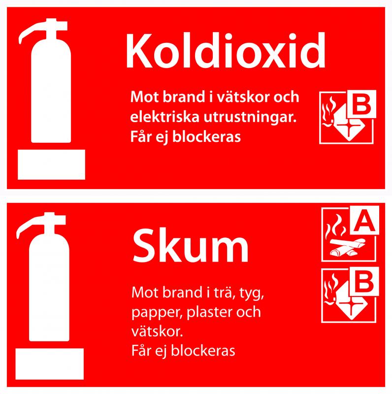 Varningsskylt Tilläggsskylt skum / koldioxid| Everglow.se