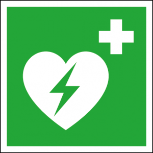 Efterlysande nödskylt hjärtstartare
