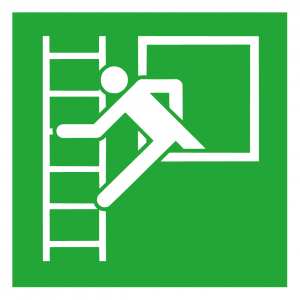 Efterlysande nödskylt utrymningsstege