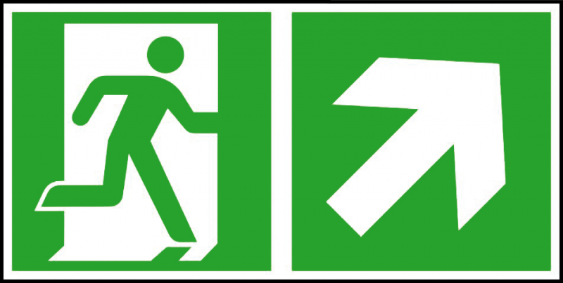Efterlysande utrymningsskylt ISO