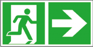 Efterlysande utrymningsskylt ISO