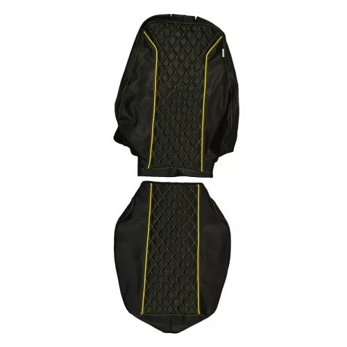 Stolsöverdrag: Volvo Dumper A25-A40 D-E-F-G  Svart/Orange Randigtmönster