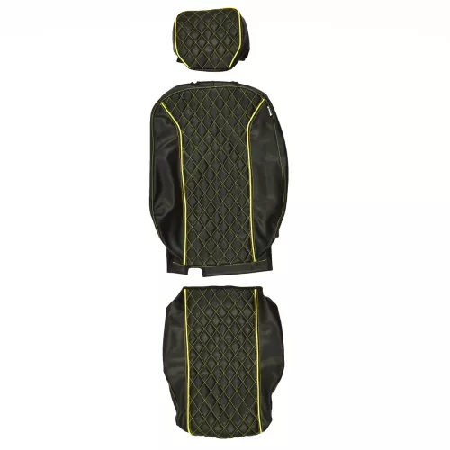 Stolsöverdrag: Volvo Lastmaskin L60H-L260H Svart/Gul Diamantmönster