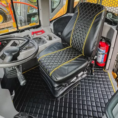 Stolsöverdrag: Volvo Dumper A25-A40 D-E-F-G  Svart/Orange Randigtmönster