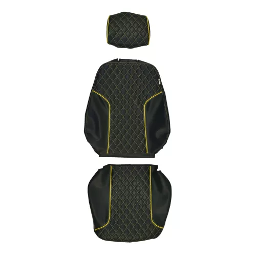 Stolsöverdrag: Volvo Lastmaskin L60H-L350H heay duty Svart/Orange Randigtmönster