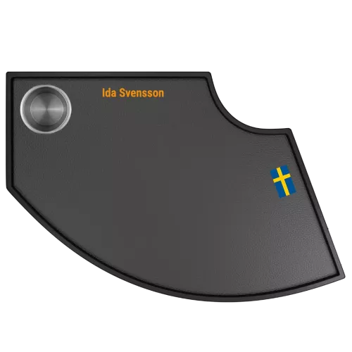 Broderad text och flagga