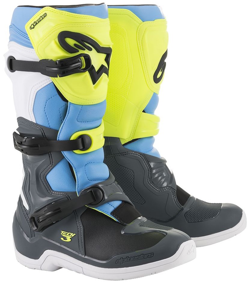 Alpinestars Tech 3 Crosstövlar FlougulVitBlå Alpinestars Tech 3 Crosstövlar FlougulVitBlå