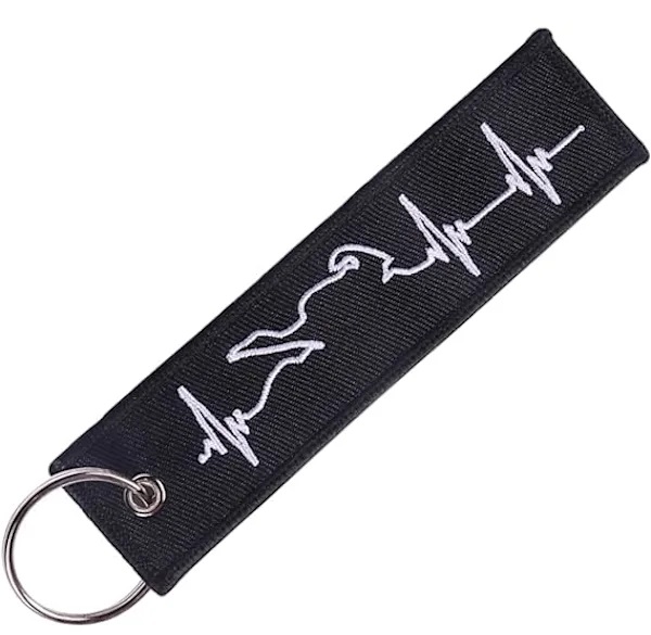 OneBike Hjärtslag Nyckelring Svart/Vit