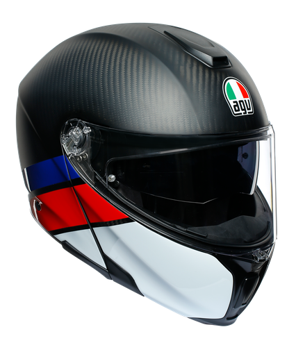 AGV Sportmodular Layer Hjälm Carbon/Röd/Blå