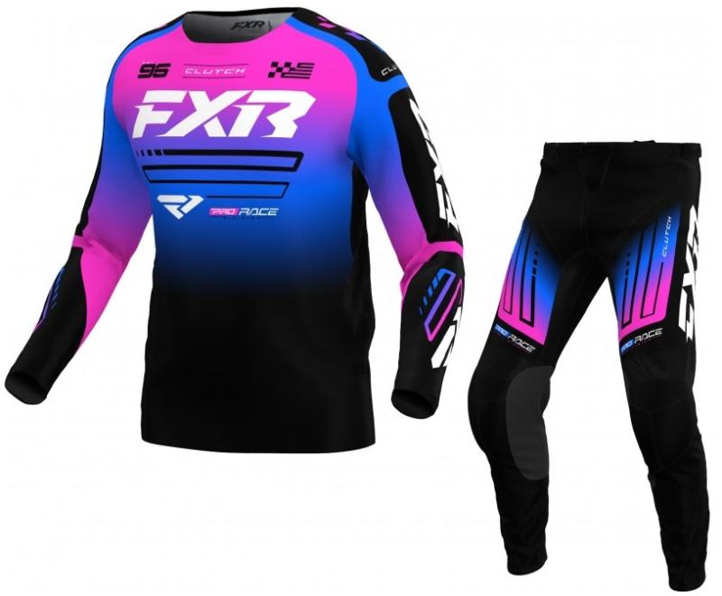 FXR Clutch Kids (3-5 År) Cross Klädset Svart/Blå/Rosa