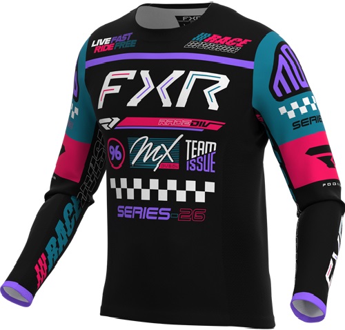 FXR Podium Gladiator Crosströja Svart/Turkos