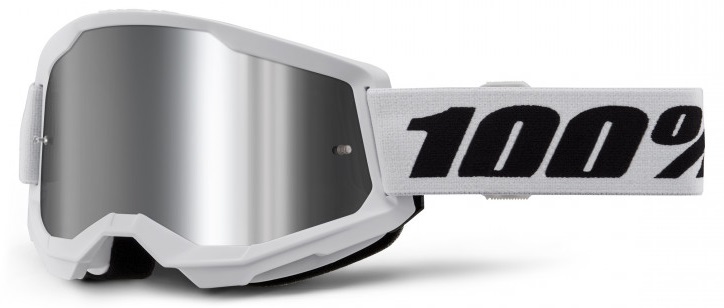 100% Strata 2 Vit Crossglasögon, Silverspegel Siktskiva
