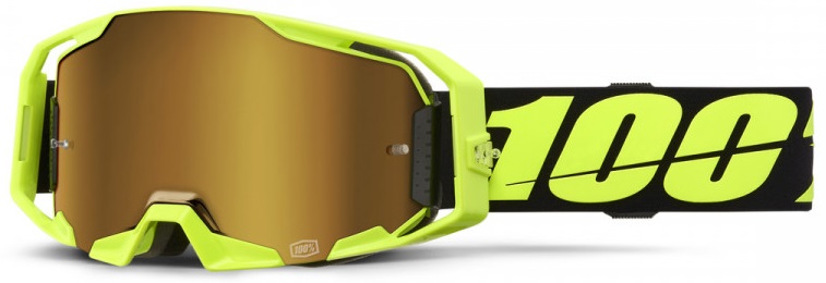 100% Armatic Neon-Gul Crossglasögon Guldspegel Siktskiva