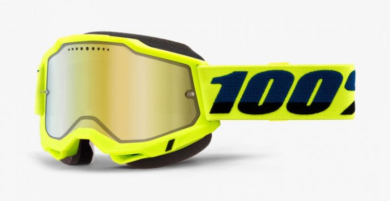 100% Accuri 2 Snöskoter Glasögon Gul, Guldspegel Siktskiva