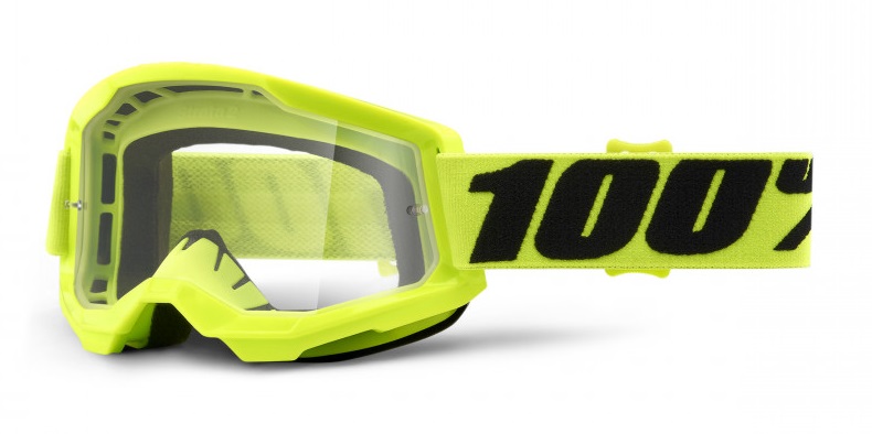 100% Strata 2 Neon-Gul Crossglasögon, Klar Siktskiva