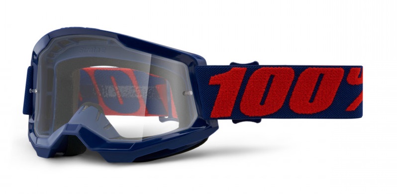 100% Strata 2 Navy Crossglasögon, Klar Siktskiva