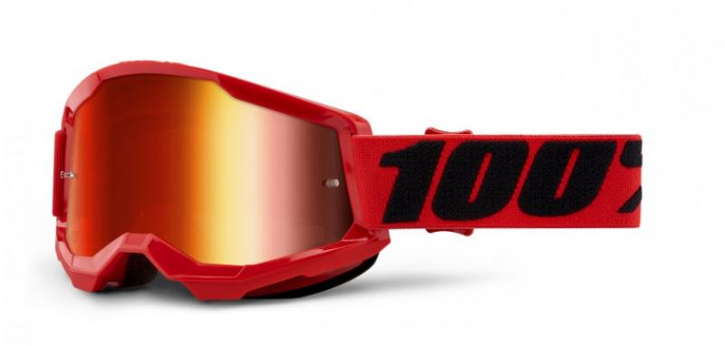 100% Strata 2 Crossglasögon Röd, Rödspegel Siktskiva